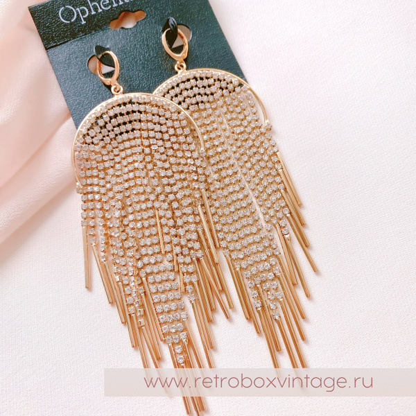 OPHELIA ROE Серьги "Каскады водопада: кристаллы в золоте"