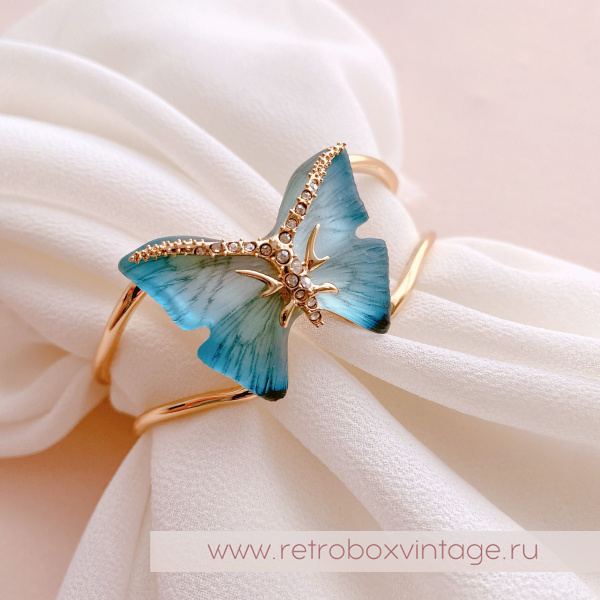 ALEXIS BITTAR Браслет-каф "Маленькая голубая бабочка" Коллекция Jardin mysteré azure blue