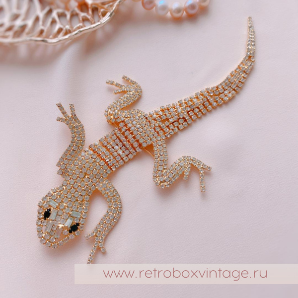 NO NAME Брошь наплечная «Кристальная ящерка»