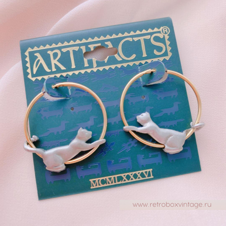 JJ / JONET JEWELRY (ARTIFACTS ) Серьги-конго «Кошечки-пантеры» (уценка)