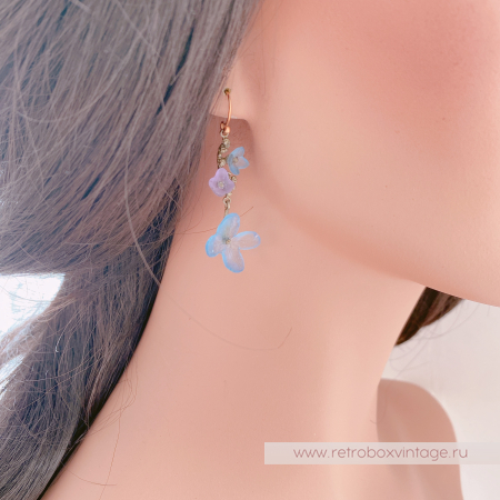 MICHAEL MICHAUD Серьги удлиненные "Цветущая гортензия с голубым цветком"