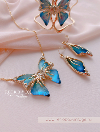 ALEXIS BITTAR Браслет-каф "Голубая бабочка" Коллекция Jardin mysteré azure blue