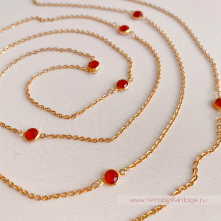 NO NAME Нить с безелями «Алый цвет»