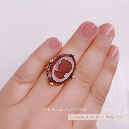 SWEET ROMANCE Кольцо «Богиня с инталией: аметист в бронзе» размер 8