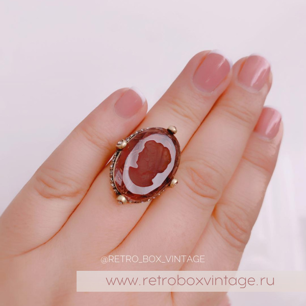 SWEET ROMANCE Кольцо «Богиня с инталией: аметист в бронзе» размер 8