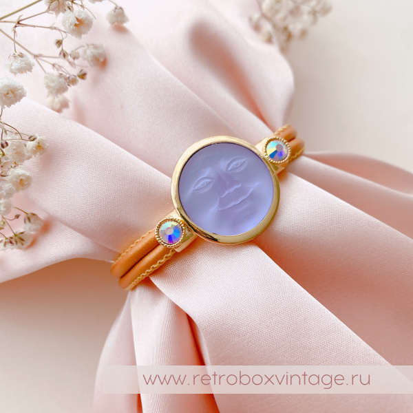 KIRKS FOLLY Браслет «Лунный свет: аметистовая в золоте на кожаном ремешке»