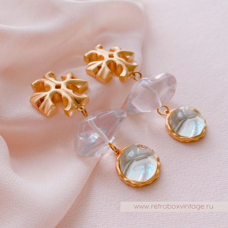 TORY BURCH Серьги-пусеты удлиненные «Роксана: прозрачные розово-мятные»