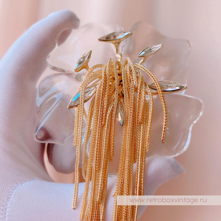 ALEXIS BITTAR Брошь «Орхидея Офелия - цветок воды» с цепочками