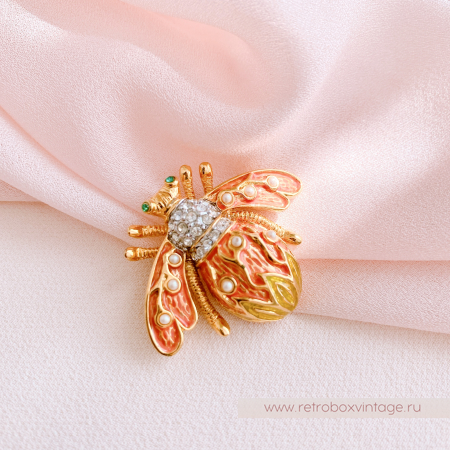 JOAN RIVERS Брошь "Пчелка ландышей" Коллекция Фаберже