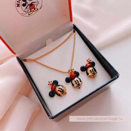 NAPIER DISNEY Ожерелье и серьги «Микки Маус в красной шапочке»