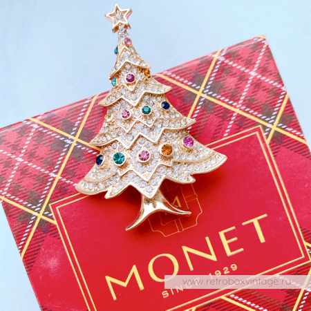 MONET Брошь «Елочка в новогодних огнях»