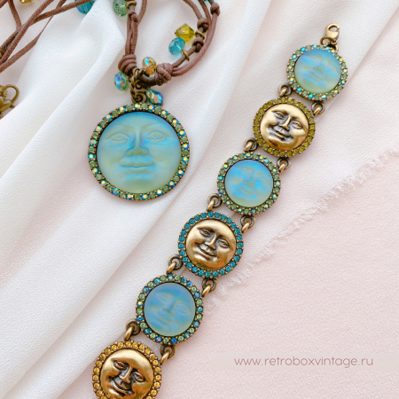 KIRKS FOLLY Браслет "Шесть лун: чередующиеся зеленые и бронзовые"