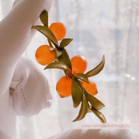 MICHAEL MICHAUD Брошь «Веточка с апельсинами» музейная коллекция