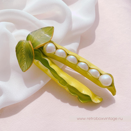 CILEA PARIS Брошь «Два стручка гороха» с жемчужинами