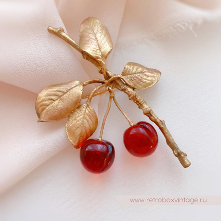 MICHAEL MICHAUD Брошь «Вишня морелло золото»