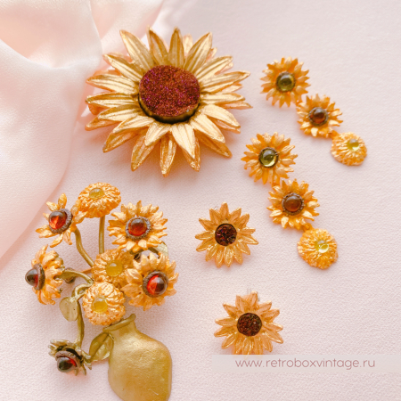 MICHAEL MICHAUD Брошь "Золотой подсолнух" (друза)