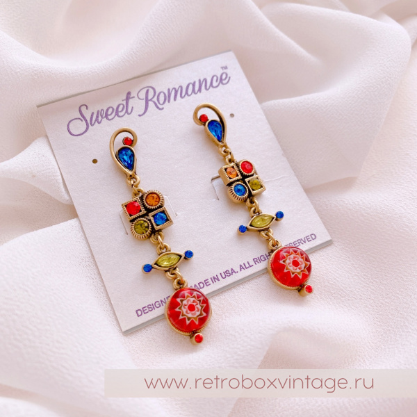 SWEET ROMANCE Серьги "Цветущий луг: оранжевый" муранское стекло