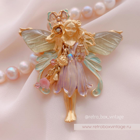 KIRKS FOLLY Брошь-кулон «Фея примулы с золотистыми крылышками»