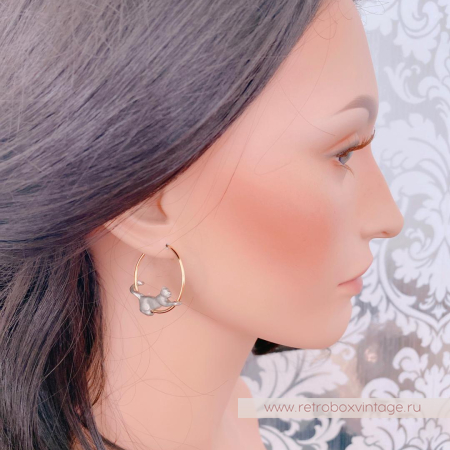 JJ / JONET JEWELRY (ARTIFACTS ) Серьги-конго «Кошечки-пантеры» (уценка)