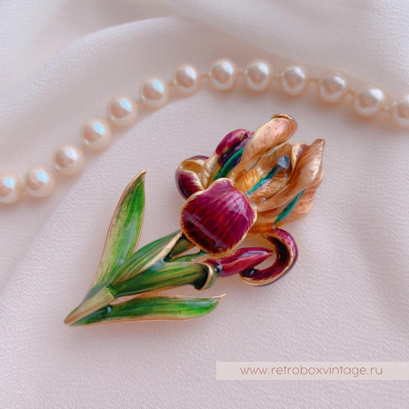 MFA Комплект «Фиолетовый ирис» брошь и клипсы (стерлинг)