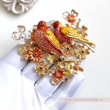 KIRKS FOLLY Брошь-кулон «Неразлучники: золото»