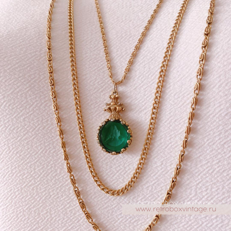 GOLDETTE Ожерелье «Афродита: изумрудная инталия»