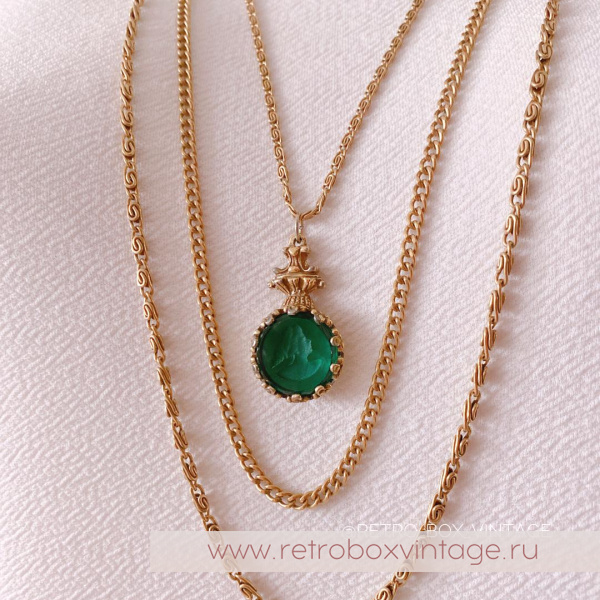 GOLDETTE Ожерелье «Афродита: изумрудная инталия»