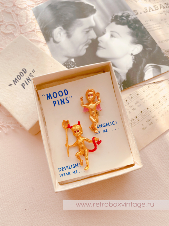 MOOD PINS Броши парные "Ангел и демон"
