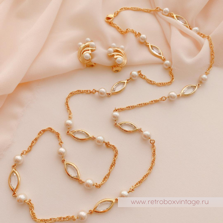 TRIFARI Комплект «Жемчужный: ожерелье и клипсы»