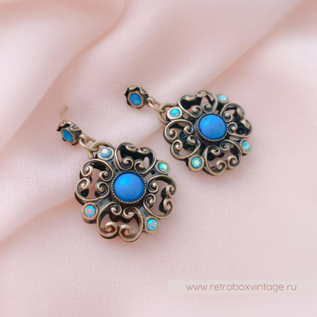 SWEET ROMANCE Серьги «Клевер с бирюзой»