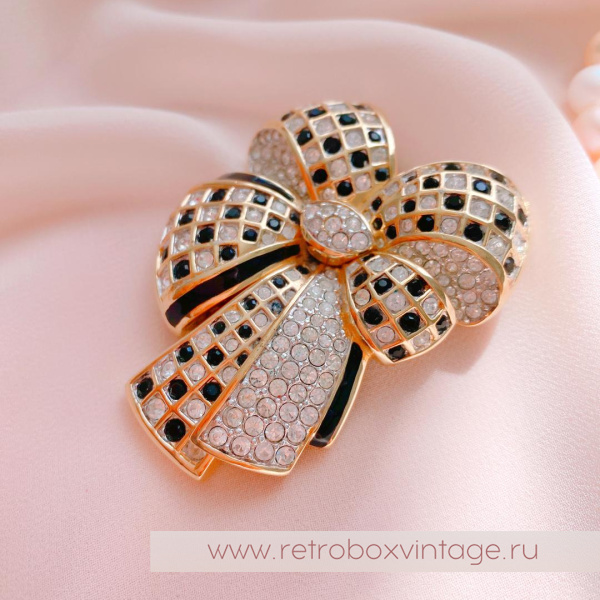 SWAROVSKI Брошь «Кристальный шахматный бант»