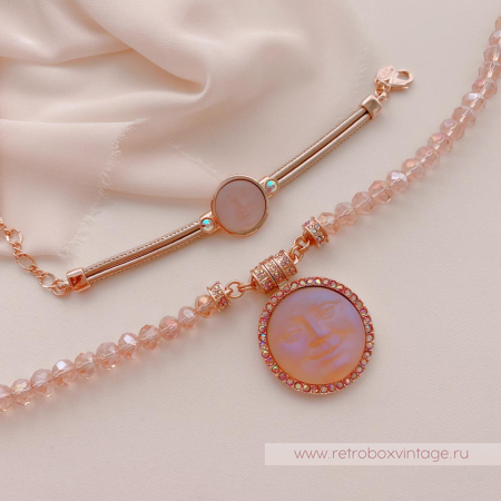 KIRKS FOLLY Браслет «Персиковая луна в розовом золоте» кожаный ремешок