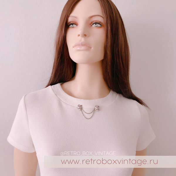 SWEET ROMANCE Брошь-стик "Два котенка: бронза" с цепочками-шатлен