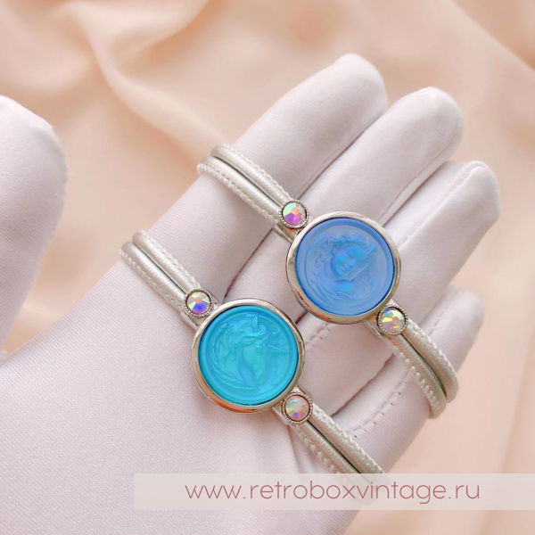 KIRKS FOLLY Браслет «Голубой единорог в серебре» кожаный ремешок