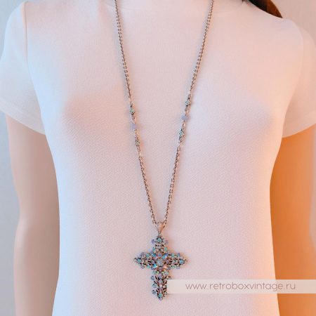 SWEET ROMANCE Кулон на цепочке «Голубой крест»