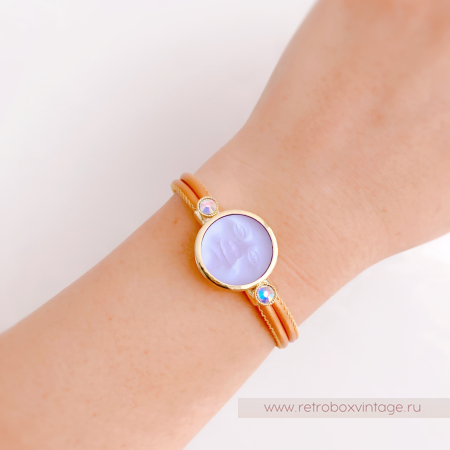 KIRKS FOLLY Браслет «Лунный свет: аметистовая в золоте на кожаном ремешке»