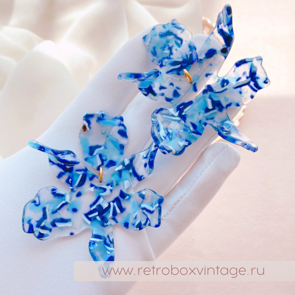 LELE SADOUGHI Серьги «Эффектные орхидеи: голубой и синий на прозрачном»