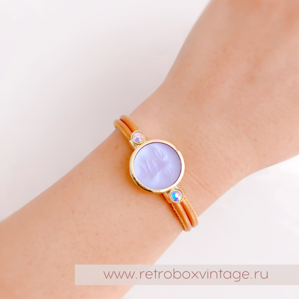 KIRKS FOLLY Браслет «Лунный свет: аметистовая в золоте на кожаном ремешке»