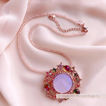 KIRKS FOLLY Брошь на бусах «Танец луны и звезд: розовое золото»