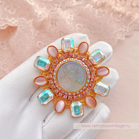 KIRKS FOLLY Брошь-кулон "Мечтающий ангел в ореоле звезды"