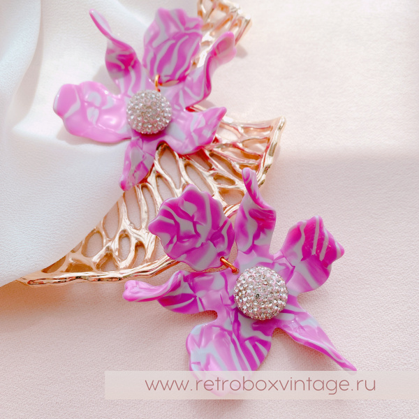 LELE SADOUGHI Серьги «Эффектные орхидеи: фуксия на перламутре» (юбилейный выпуск)