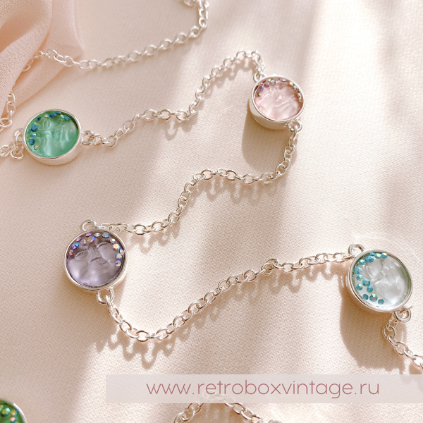 KIRKS FOLLY Ожерелье-цепь "Пастельные луны: серебро" двусторонние