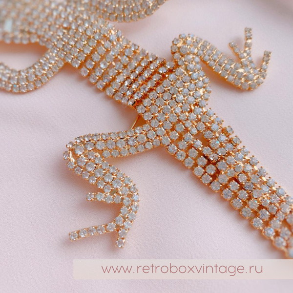 NO NAME Брошь наплечная «Кристальная ящерка»