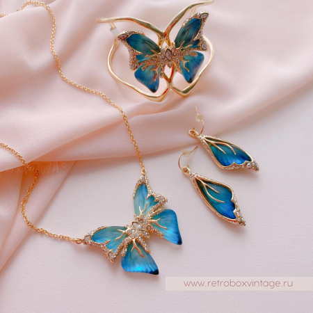 ALEXIS BITTAR Браслет каф «Голубая бабочка jardin mistere»