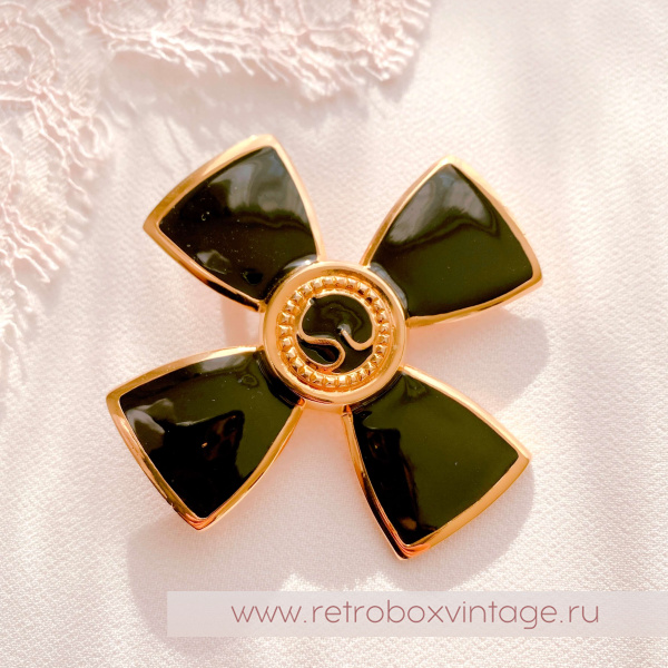 ST. JOHN Брошь-кулон "Мальтийский крест: глянцевый черный"