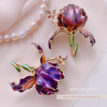 KIRKS FOLLY Брошь «Фиолетовый ирис с феей»