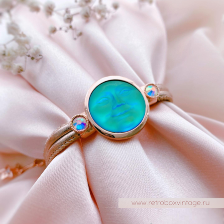 KIRKS FOLLY Браслет «Лунный свет: изумрудный хамелеон в розовом золоте на кожаном ремешке»