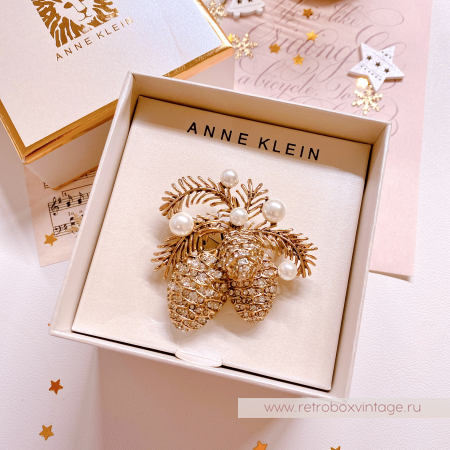 ANNE KLEIN Брошь "Кедровые шишки с жемчужинами" (в оригинальной коробке)