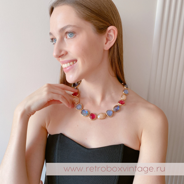 ANNE KLEIN Ожерелье "Морские камушки: малина и лаванда"