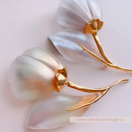 ALEXIS BITTAR Брошь «Белый цветок мака» тюльпан